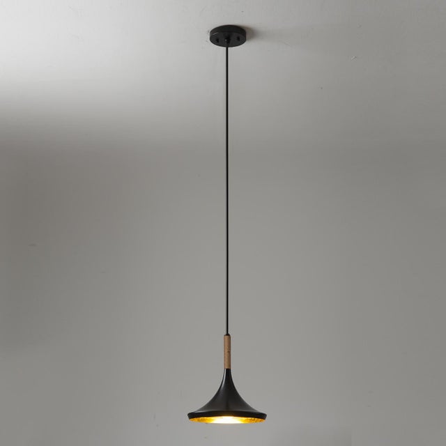 Mid-Century Modern Lodi Pendant Light 10"d Small - Matte Black, Walnut For Sale - Image 3 of 8