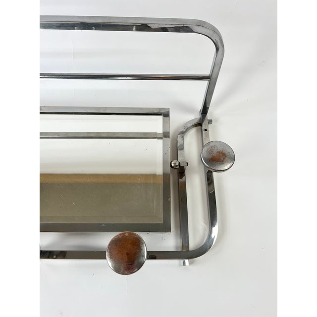 Metal Antique French Art Deco Coat Rack with 5 Hooks, Mirror and Shelf, 1920s For Sale - Image 7 of 13