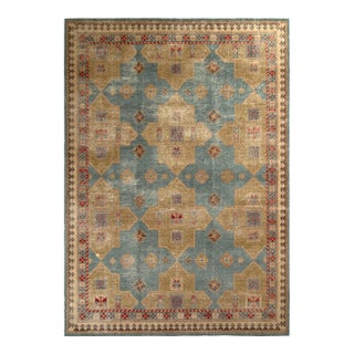 Rug & Kilim’s Distressed Christo Rug in Gold and Blue, 5x8 For Sale