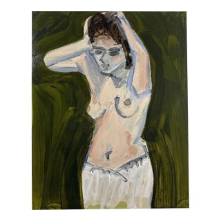 Original Nude Expressionist Figure Painting on Paper by Wren Meyers For Sale