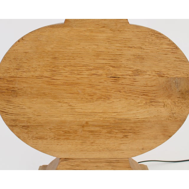Mid-Century Modern French Oak Monumental Architectural Table Lamp in Taste of Moreux For Sale - Image 3 of 13