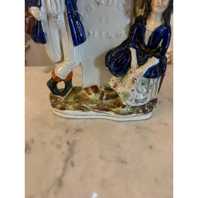 Antique Pottery Spill Vase Man and Woman Figure from Staffordshire, 1900 For Sale - Image 4 of 9