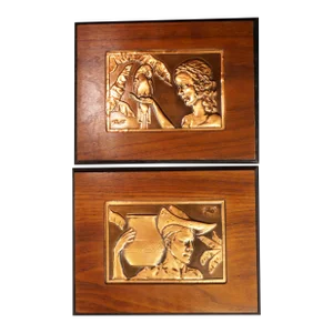 Pair of Mid Century Copper Hawaiian-Themed Pictures Bruce Fox 1950's