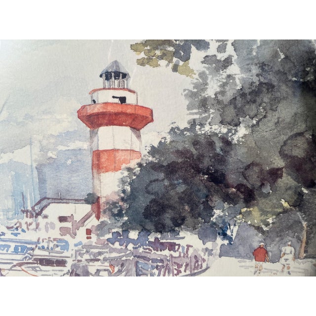 Bj Clark Print S/N Harbour Town Lighthouse Hilton Head Sc in Gilt Frame For Sale - Image 4 of 7