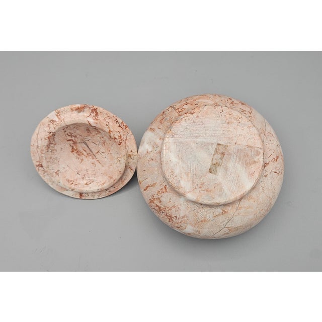 Vintage Lidded Pink Blush Solid Marble Vessel Trinket Box Container For Sale - Image 4 of 9