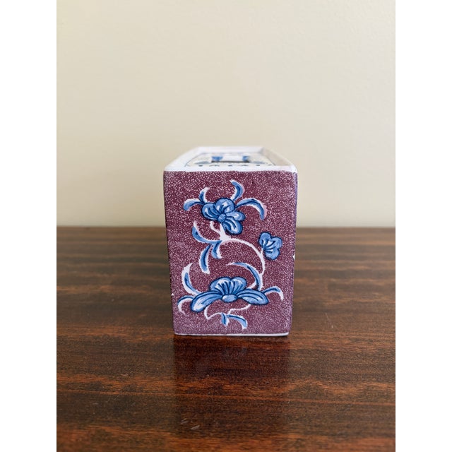 Vintage Dutch Delft Blue and White Flower Frog Tulipiere Vase For Sale - Image 10 of 12