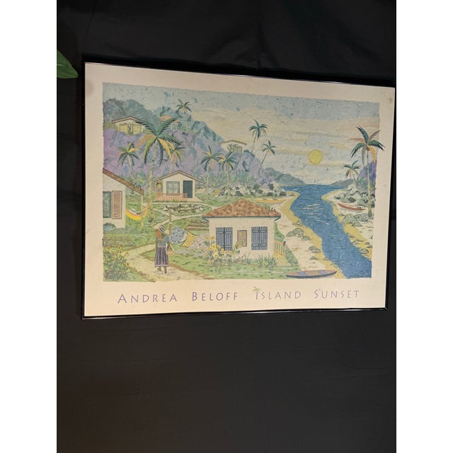 Framed Andrea Beloff Tropical Island Sunset Poster For Sale - Image 4 of 9