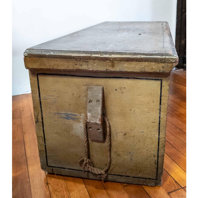 Mid 19th Century 19th Century Paint Decorated Blanket Chest With Later Nautical Ship Painting For Sale - Image 5 of 16