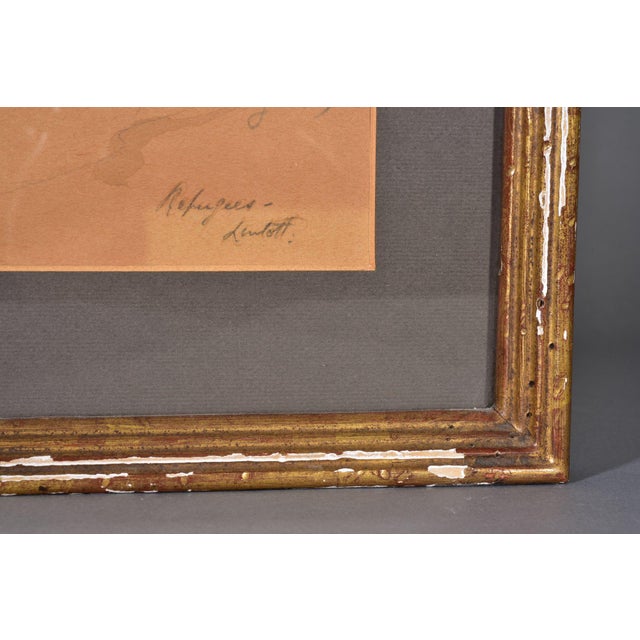 Edward Barnard Lintott 1917 “Refugees” Original Wwi Ink & Wash Watercolor For Sale - Image 4 of 6