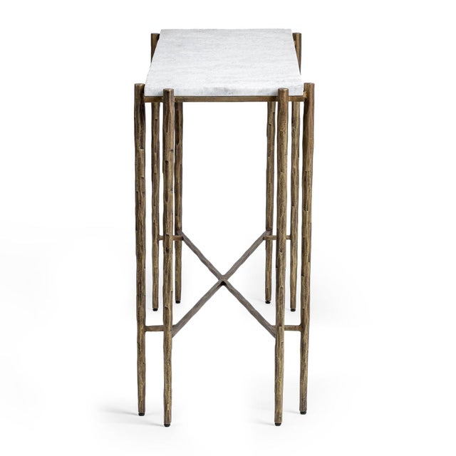 Contemporary Luna White Marble & Brass Finish Modern Console Table For Sale - Image 3 of 5
