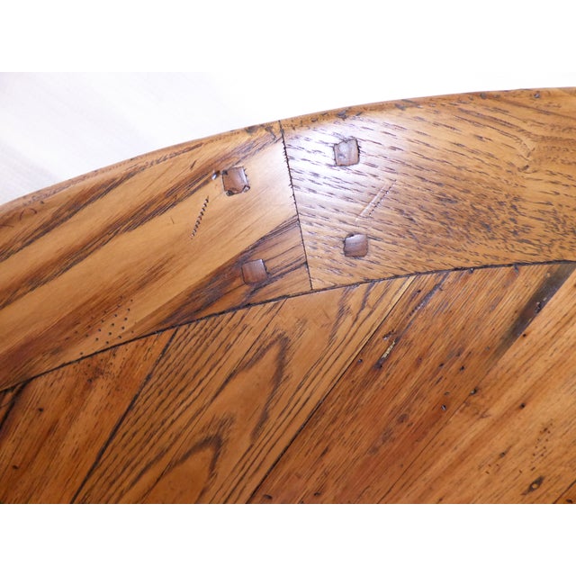 A rare piece of early Americana. Extinct 1800's reclaimed chestnut. 68''' dia. Seat 8+ Rich aged character full of patina....