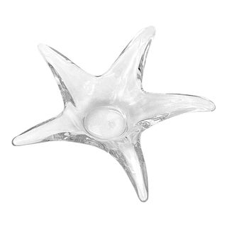 Starfish Crystal Bowl French Signed Cofrac Art Verrier For Sale