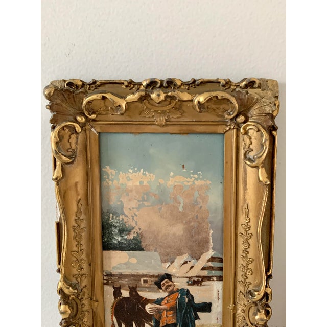 Antique 19th Century Russian Framed Oil on Board Paintings of a Snowball Fight, Pair For Sale - Image 4 of 13