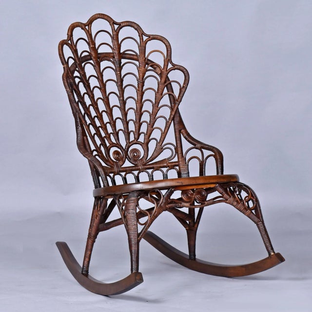 Heywood-Wakefield 1800's Victorian Wicker Rocking Chair by Heywood-Wakefield or j.c. Berrien For Sale - Image 4 of 13