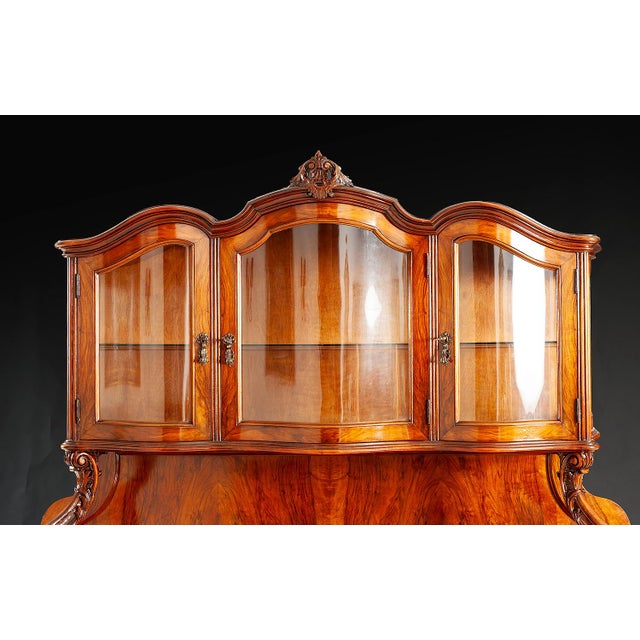 Handcrafted in Italy, this original antique buffet and hutch has been carefully restored while preserving its original...