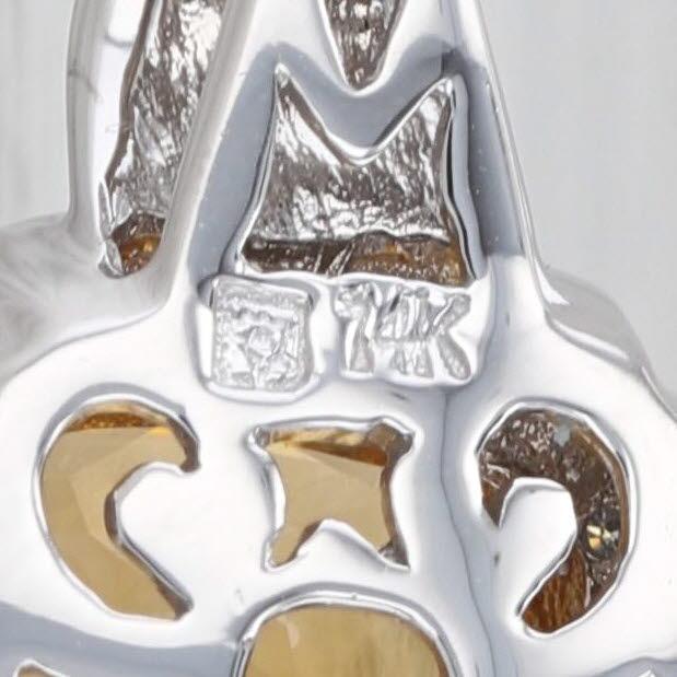 Early 21st Century 5.16ctw Cushion Citrine Diamond Halo Pendant 14k White Gold For Sale - Image 5 of 5