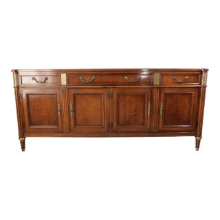 Baker Furniture Solid Mahogany Wood Brass Accents Sideboard Buffet For Sale