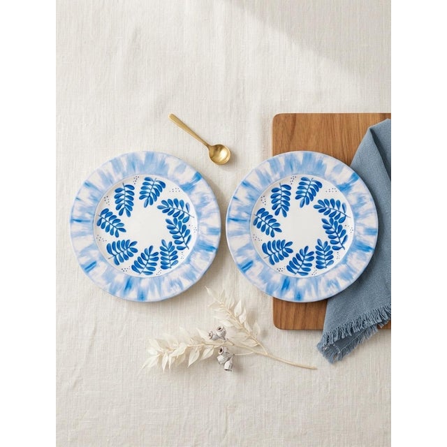 Ceramic Vintage Marie Daâge Hand-Painted Limoges Porcelain Dinner Plates - a Pair For Sale - Image 7 of 7