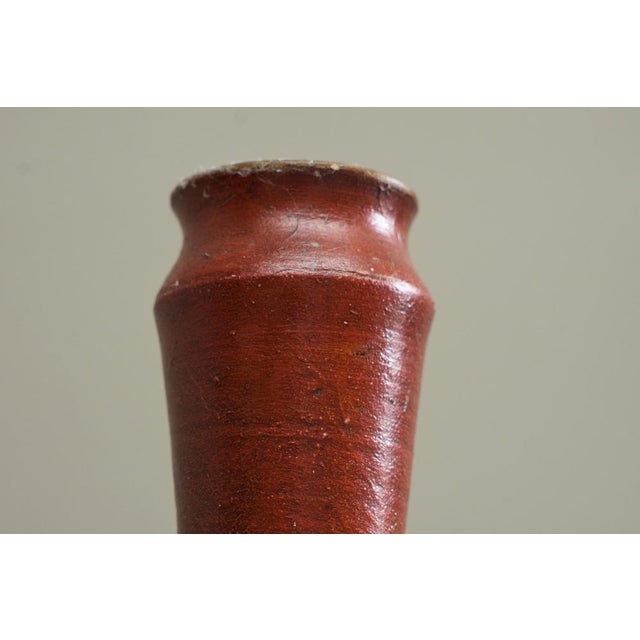 Mid-Century Red and Black Studio Pottery Vase with Sculptural Handles, 1930s For Sale - Image 10 of 12