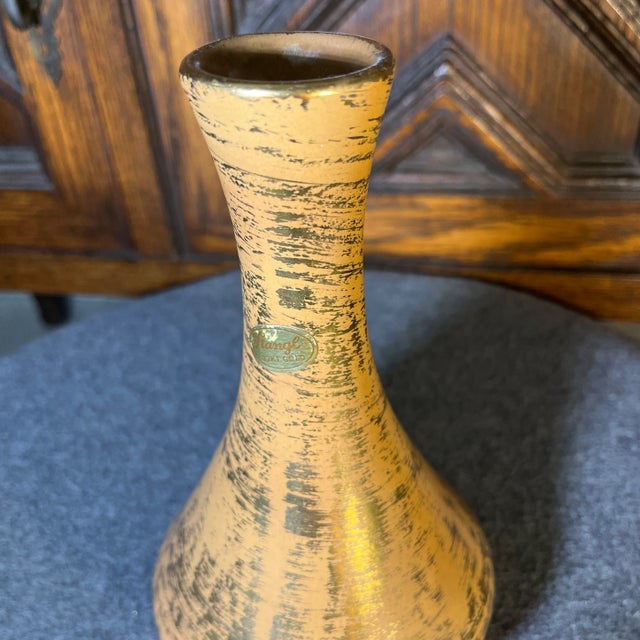 Mid 20th Century Vintage 22k Gold Stangl Hollywood Glam Vase For Sale - Image 5 of 9