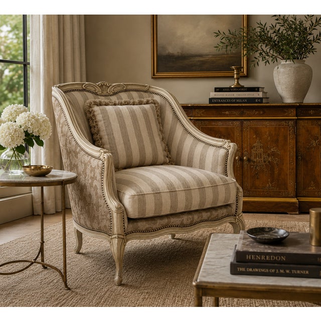 This exquisite French Country-inspired Bergère armchair showcases Henredon’s signature craftsmanship. Constructed from...
