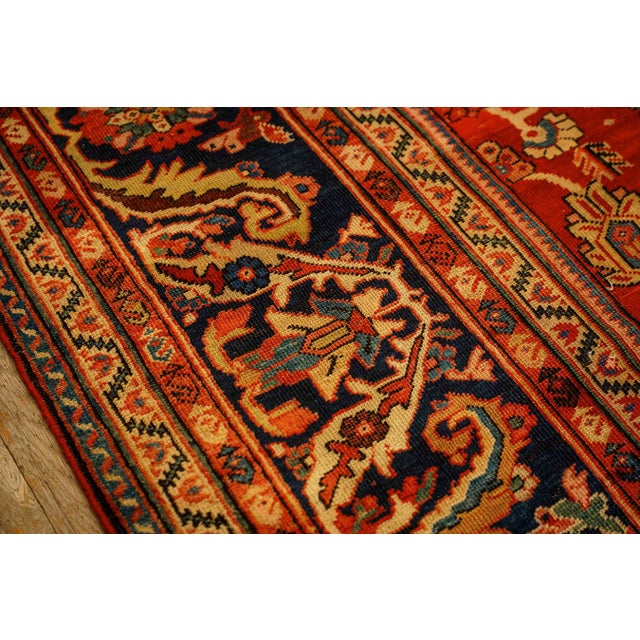 1890s Antique Warm Red Ground Floral Knotted Wool Persian Sultanabad Carpet Rug For Sale - Image 4 of 8