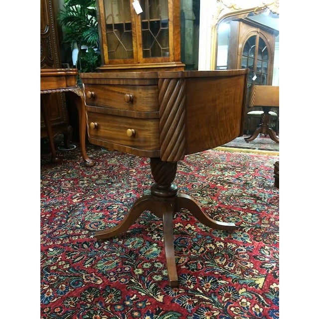 Wood Antique Cherry and Mahogany Two Drawer Table For Sale - Image 7 of 9