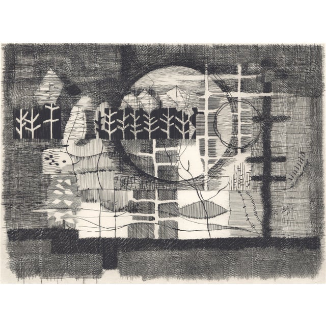 Abstract 1957 Engraving "Soliel Couchant" (Setting Sun) by Jean Couy For Sale - Image 3 of 5