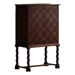 Swedish Grace Art Deco Geometric Cabinet in Oak from Thysells Möbler, 1940s For Sale