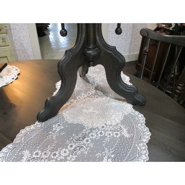 Antique Hand Carved Wood Victorian Lamp / Clock Table Walnut Refinished Mint For Sale - Image 14 of 16