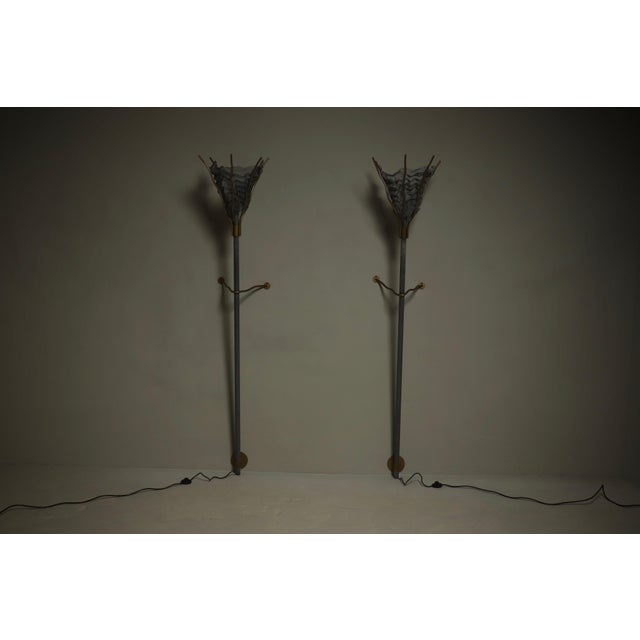 Rare pair of oversized “Torche” wall lamps designed by the prominent Dutch furniture and interior architect Rob Eckhardt...