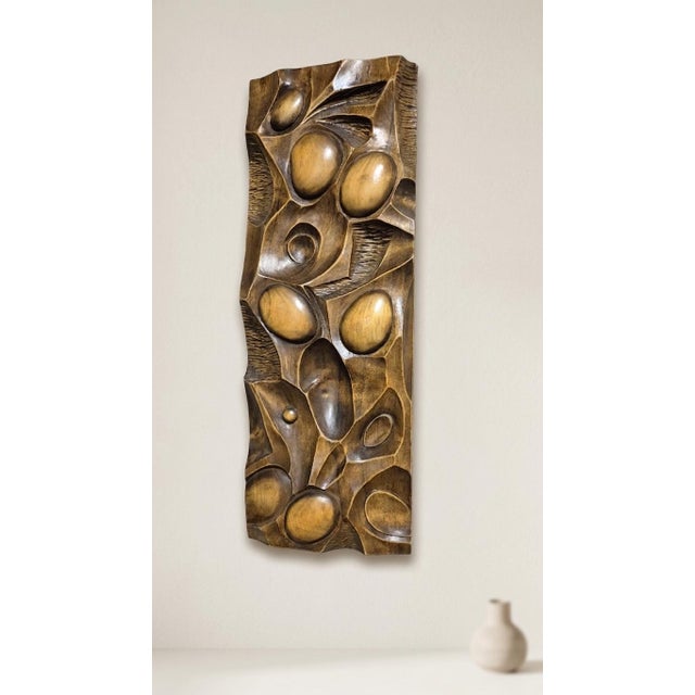 Wood Mid-Century Carved Wood Wall Panel For Sale - Image 7 of 8