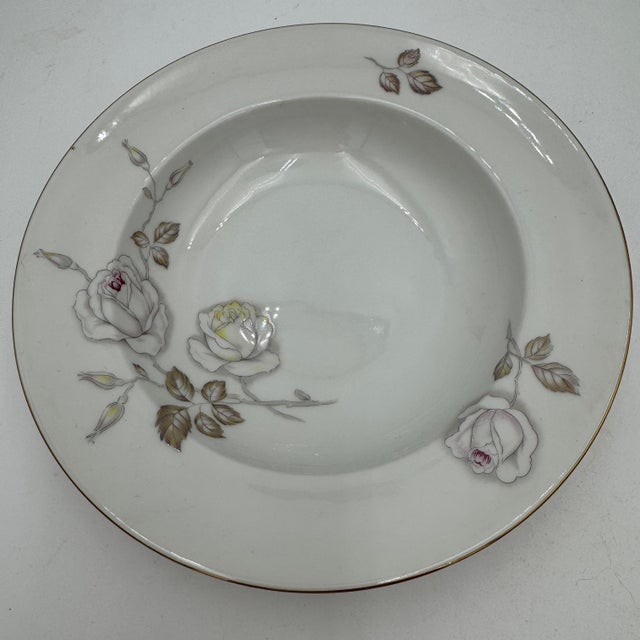 Vintage Rimmed Soup Bowls Sweetheart Rose by Johann Haviland Set of 4 Bavaria Germany Circa 1969