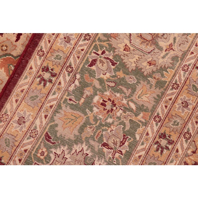 Textile Floral 1990's Pak-Persian Red/Green Wool Rug - 7'11'' X 10'5'' For Sale - Image 7 of 9