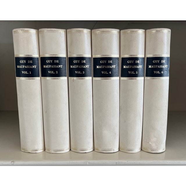 1950s Guy De Maupassant French Tromp l'Oeil Faux Fine Bindings Hollowed Out Books to Conceal or Hide Treasures For Sale - Image 5 of 12