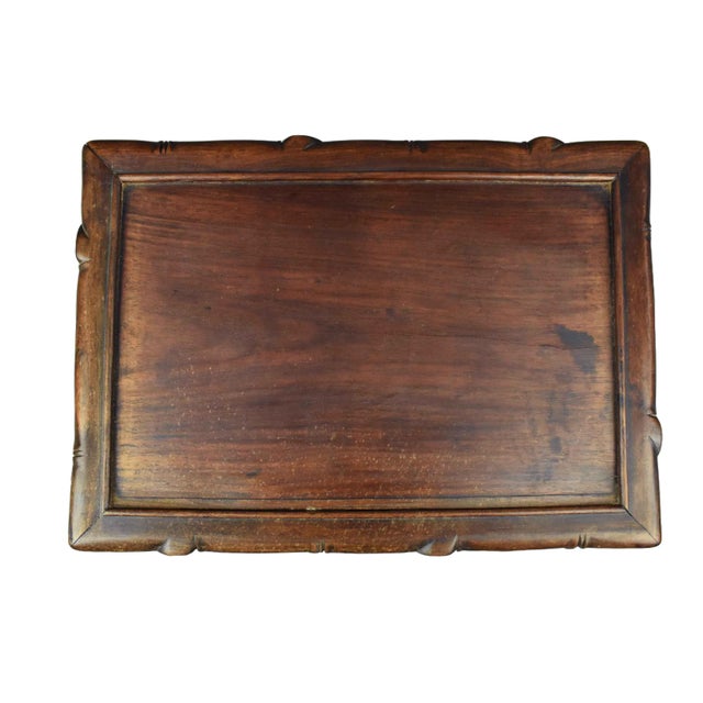 Early 20th Century Floral Bamboo Design Carved Rosewood Side Table - Plant Stand For Sale - Image 11 of 16