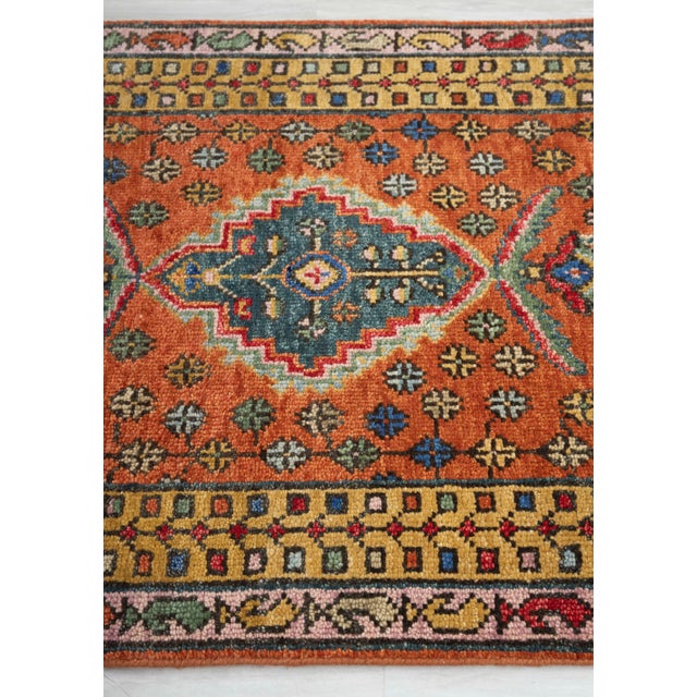 Textile 2.6x20Ft. Brunt Orange Persian Design Inspired Hand Knotted Wool Runner Rug For Sale - Image 7 of 17