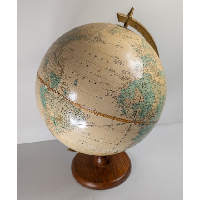American Mid-Century Decorative Cram's Imperial World Globe on Oak Base For Sale - Image 3 of 13