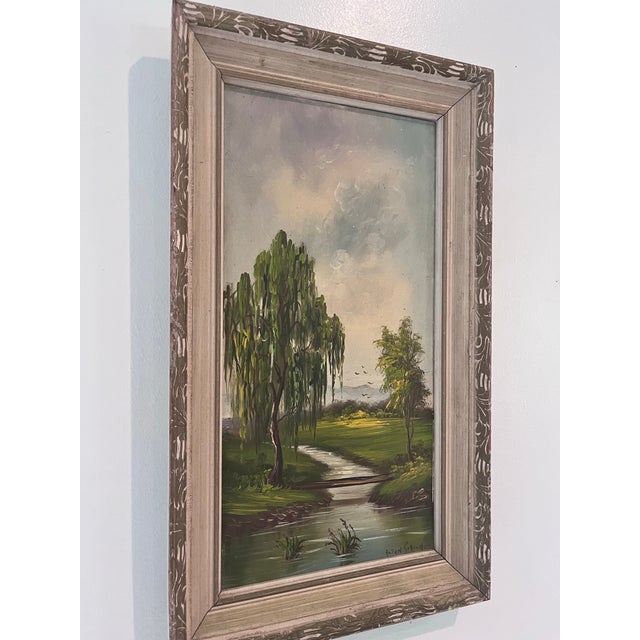 1960s Vintage Signed Landscape Oil Painting on Board, Circa 1960s For Sale - Image 5 of 8