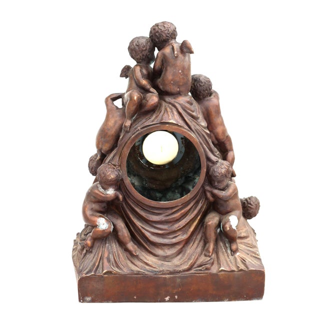 Art Nouveau Fabulous Heavy Cast Bronze Large Clock Case With Multiple Cherubs All Over, Good Patina For Sale - Image 3 of 8