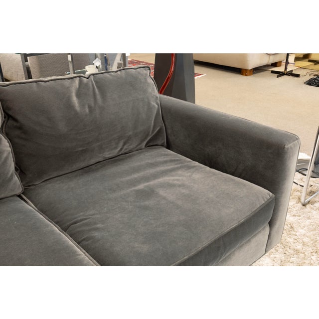 Late 20th Century Mitchell Gold & Bob Williams Hunter Studio 2 Piece Grey Velvet Sectional For Sale - Image 5 of 7