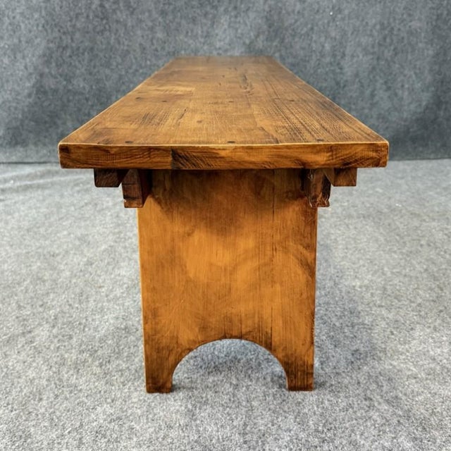 Vintage Pegged Maple Bench For Sale - Image 4 of 11