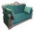 Large Reception Salon Chaise Lounge in Green Velvet For Sale