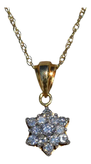 The Siobhan: Ladies Diamond Star Cluster Necklace in 14K