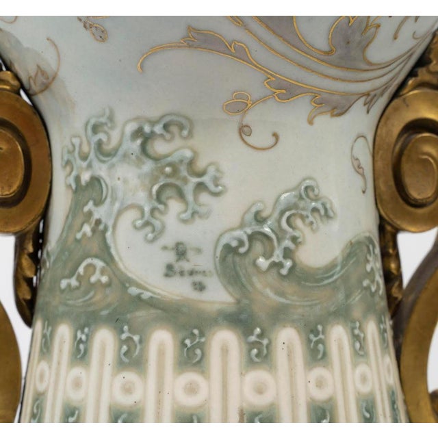 Large Enameled Porcelain Vase by Albert Damousset, Early 20th Century For Sale - Image 11 of 14