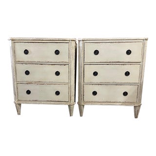 Late 20th Century Gustavian Style Nightstand Chests, a Pair For Sale