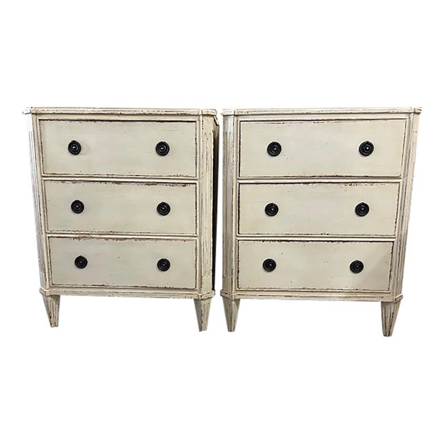 Late 20th Century Gustavian Style Nightstand Chests, a Pair For Sale