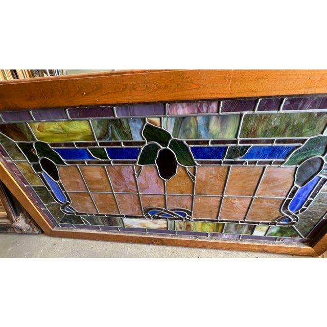 Late 19th Century American Victorian Stained Glass in Light Box, Grape Motif For Sale - Image 5 of 15