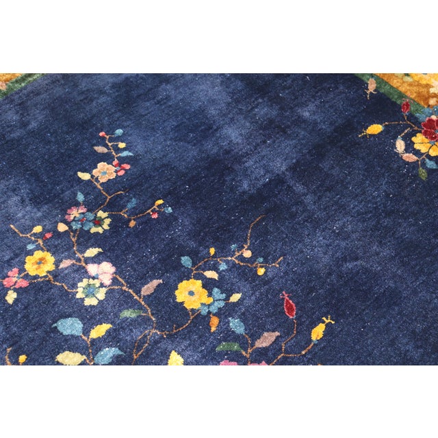 Art Deco Floral Chinese Art Deco Carpet, 7' X 8'9'' For Sale - Image 3 of 11
