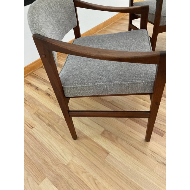 Wood Midcentury Walnut Open Arm Chairs- A Pair For Sale - Image 7 of 10
